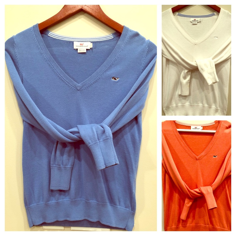 3 Vineyard Vines Heritage Cotton V-Neck Sweaters